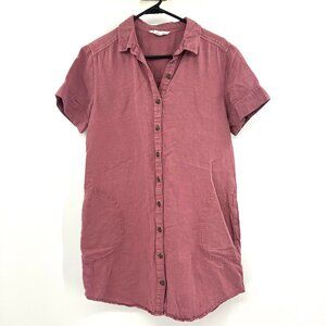 Lucky Brand Linen Blend Shirt Dress in Mauve Women's Medium